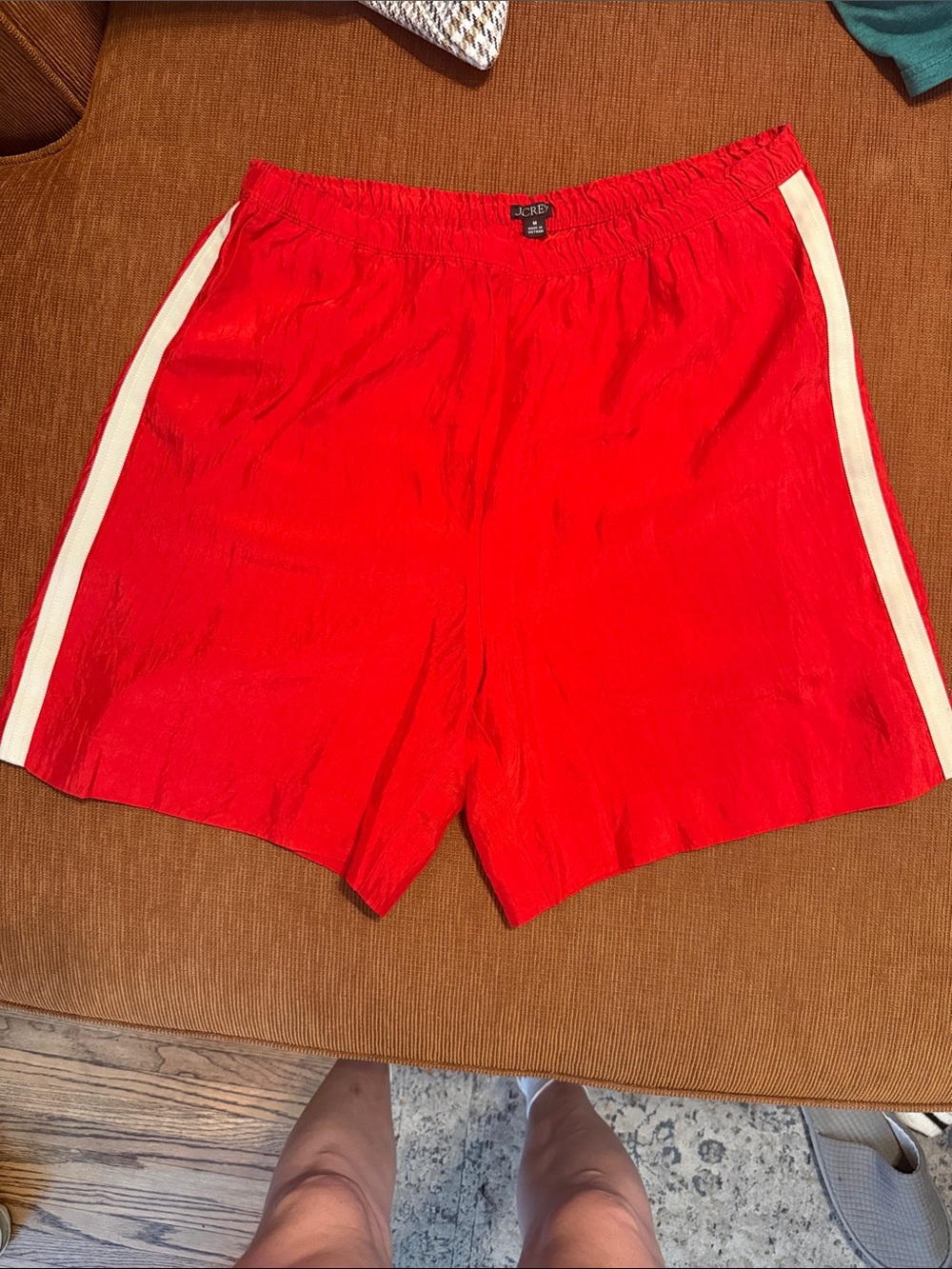 J. Crew Red Athletic Shorts with White Side Panels